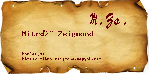 Mitró Zsigmond névjegykártya